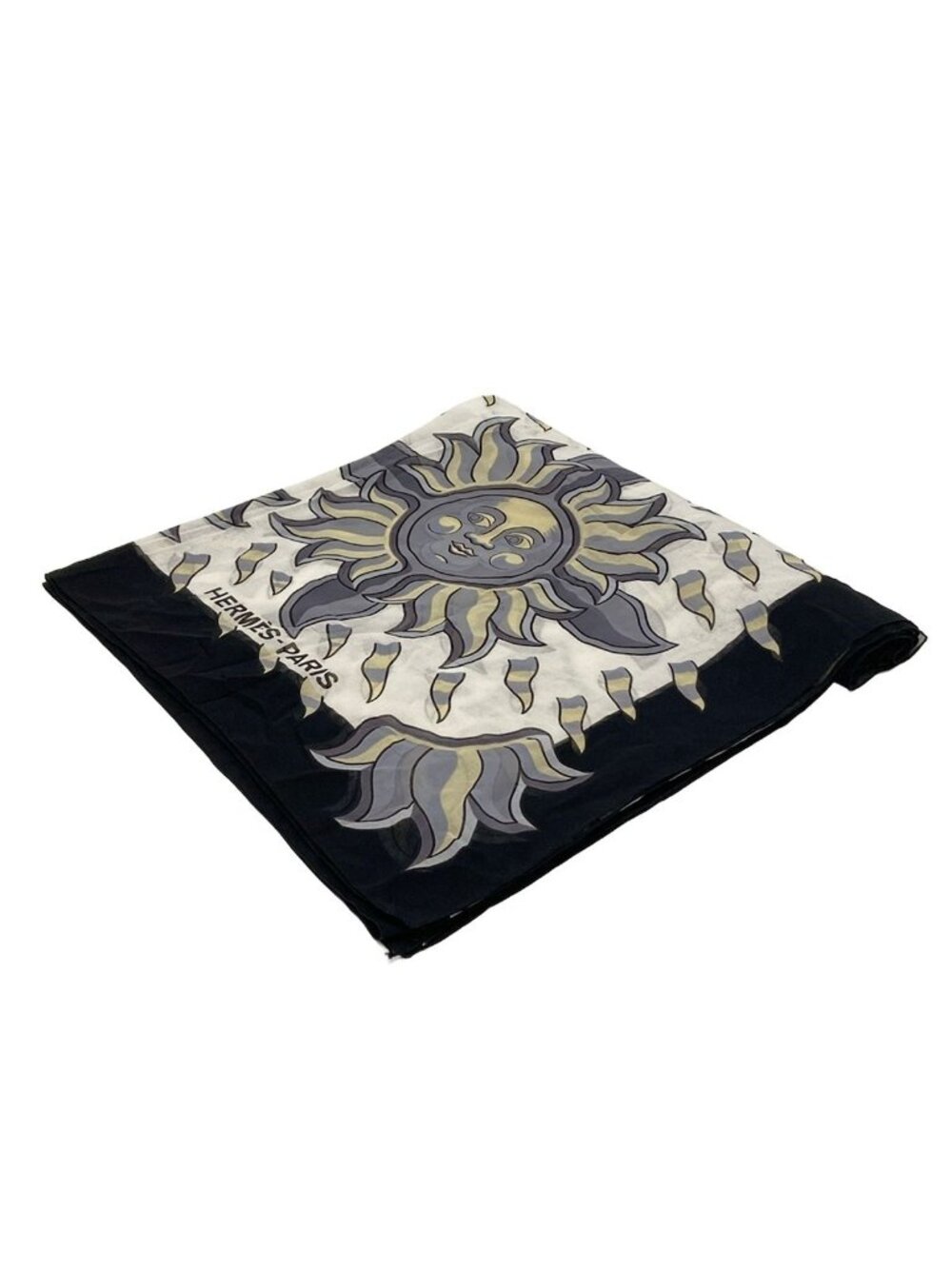Hermes Shawl White Black Multi Pareo Sun Cotton Skirt